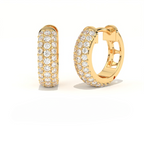 Aarinya Glitz Multi-Row Diamond Hoop Earrings, Triple Row Statement Huggie Hoops, The Grand Pave Dome Hoop Earrings