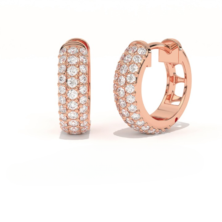 Aarinya Glitz Multi-Row Diamond Hoop Earrings, Triple Row Statement Huggie Hoops, The Grand Pave Dome Hoop Earrings