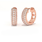 Aarinya Glitz Multi-Row Diamond Hoop Earrings, Triple Row Statement Huggie Hoops, The Grand Pave Dome Hoop Earrings