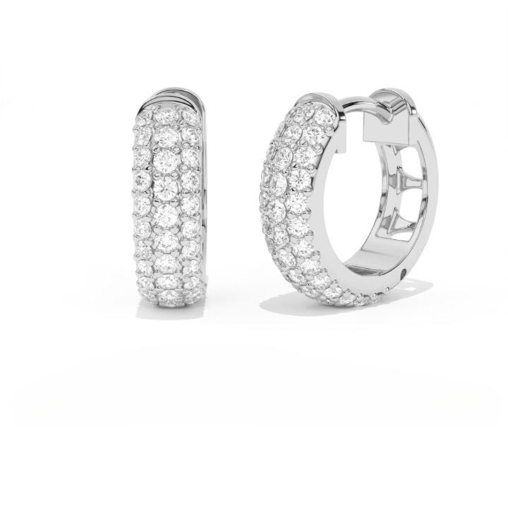 Aarinya Glitz Multi-Row Diamond Hoop Earrings, Triple Row Statement Huggie Hoops, The Grand Pave Dome Hoop Earrings