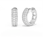 Aarinya Glitz Multi-Row Diamond Hoop Earrings, Triple Row Statement Huggie Hoops, The Grand Pave Dome Hoop Earrings