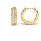 Aarinya Glitz Multi-Row Diamond Hoop Earrings, Triple Row Statement Huggie Hoops, The Grand Pave Dome Hoop Earrings