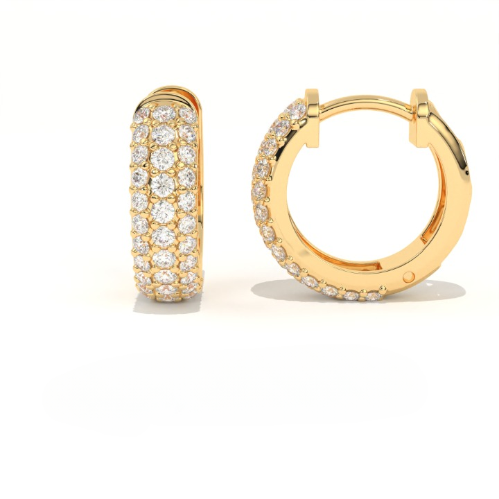 Aarinya Glitz Multi-Row Diamond Hoop Earrings, Triple Row Statement Huggie Hoops, The Grand Pave Dome Hoop Earrings