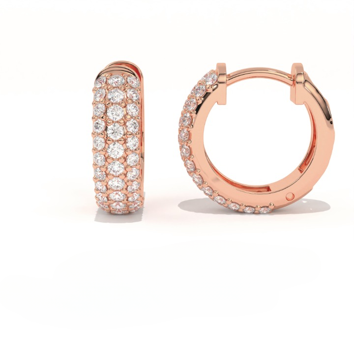 Aarinya Glitz Multi-Row Diamond Hoop Earrings, Triple Row Statement Huggie Hoops, The Grand Pave Dome Hoop Earrings