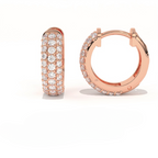 Aarinya Glitz Multi-Row Diamond Hoop Earrings, Triple Row Statement Huggie Hoops, The Grand Pave Dome Hoop Earrings