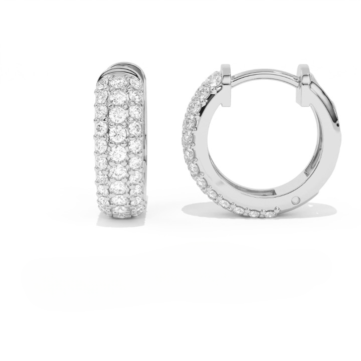 Aarinya Glitz Multi-Row Diamond Hoop Earrings, Triple Row Statement Huggie Hoops, The Grand Pave Dome Hoop Earrings