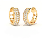 Aarinya Glitz Multi-Row Diamond Hoop Earrings, Triple Row Statement Huggie Hoops, The Grand Pave Dome Hoop Earrings
