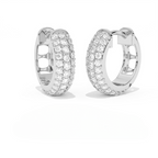 Aarinya Glitz Multi-Row Diamond Hoop Earrings, Triple Row Statement Huggie Hoops, The Grand Pave Dome Hoop Earrings