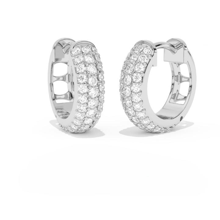 Aarinya Glitz Multi-Row Diamond Hoop Earrings, Triple Row Statement Huggie Hoops, The Grand Pave Dome Hoop Earrings