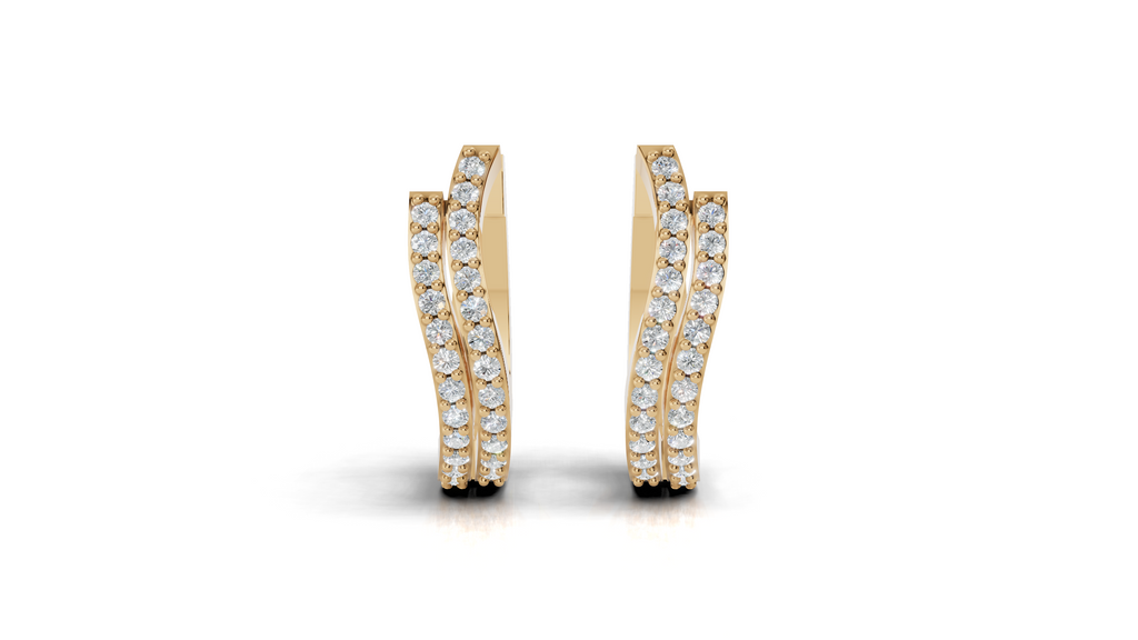 Aarinya Cascade Twist Lab-Grown Diamond Hoop Earrings, Aura Wavy Double-Row Hoops