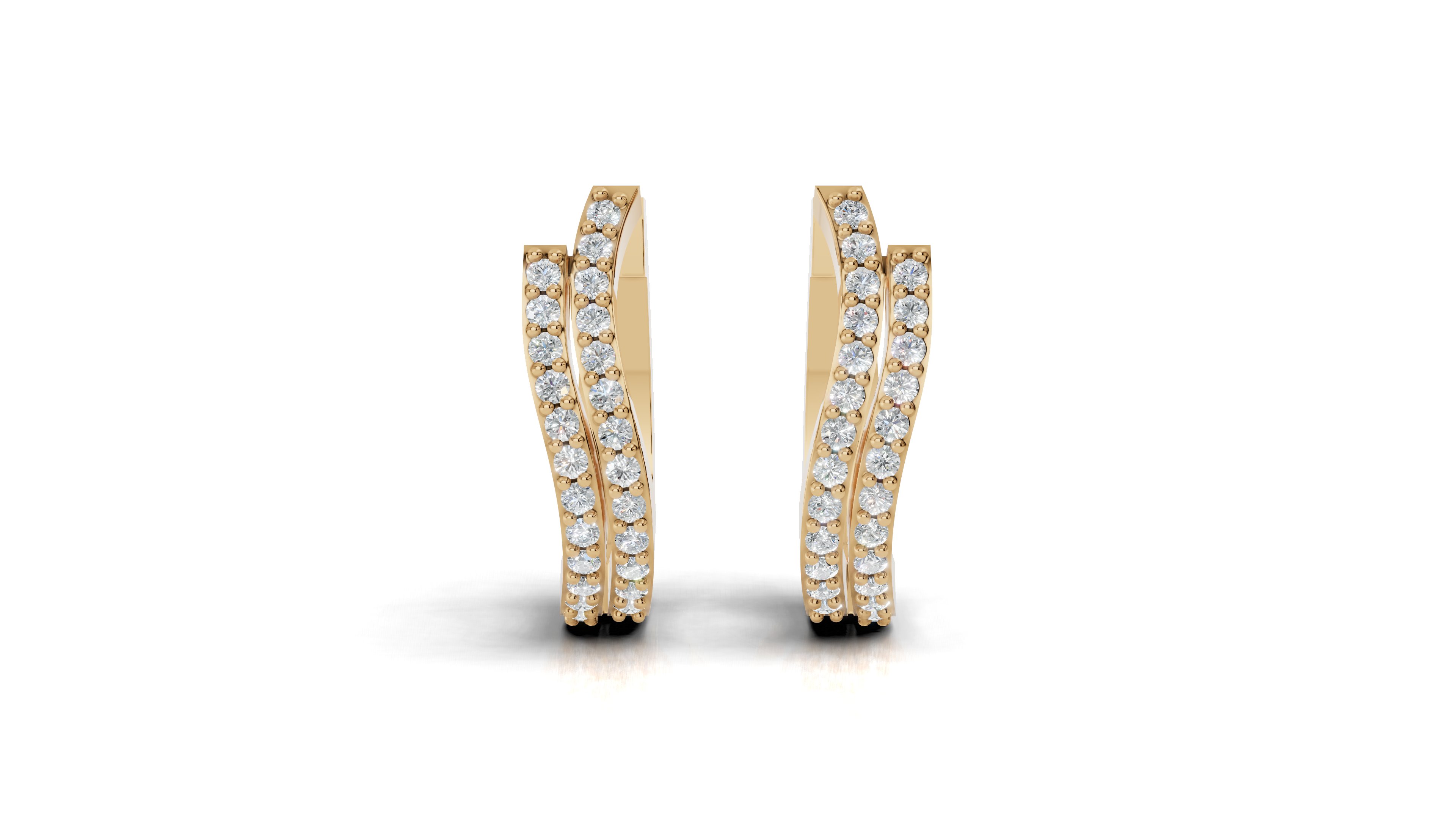 Aarinya Cascade Twist Lab-Grown Diamond Hoop Earrings, Aura Wavy Double-Row Hoops