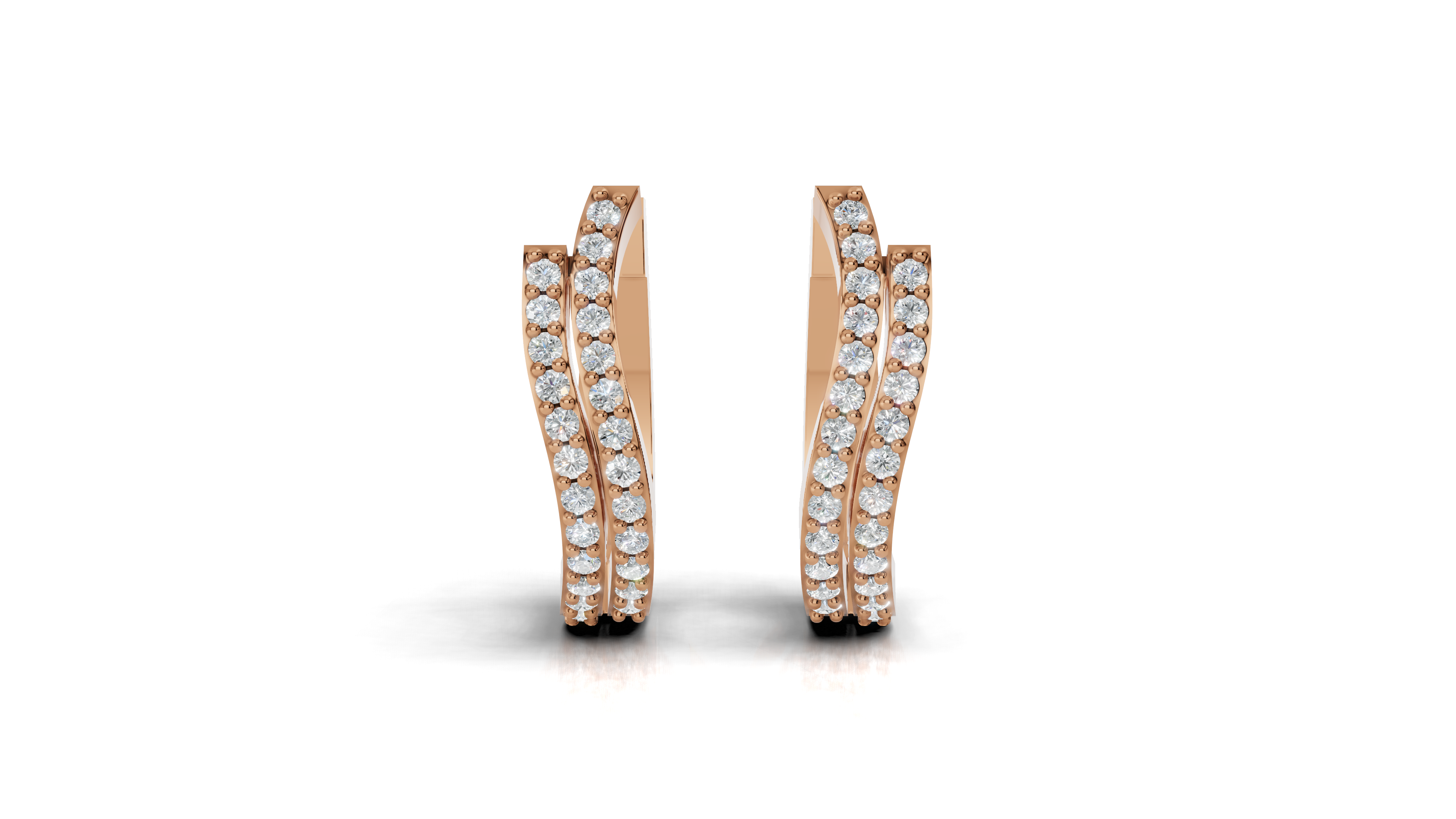 Aarinya Cascade Twist Lab-Grown Diamond Hoop Earrings, Aura Wavy Double-Row Hoops