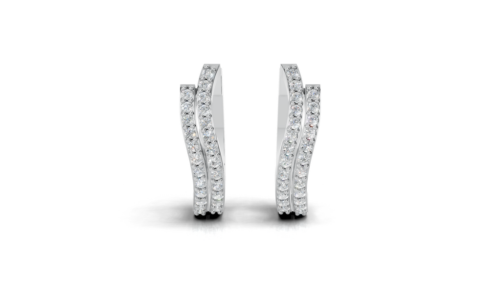 Aarinya Cascade Twist Lab-Grown Diamond Hoop Earrings, Aura Wavy Double-Row Hoops