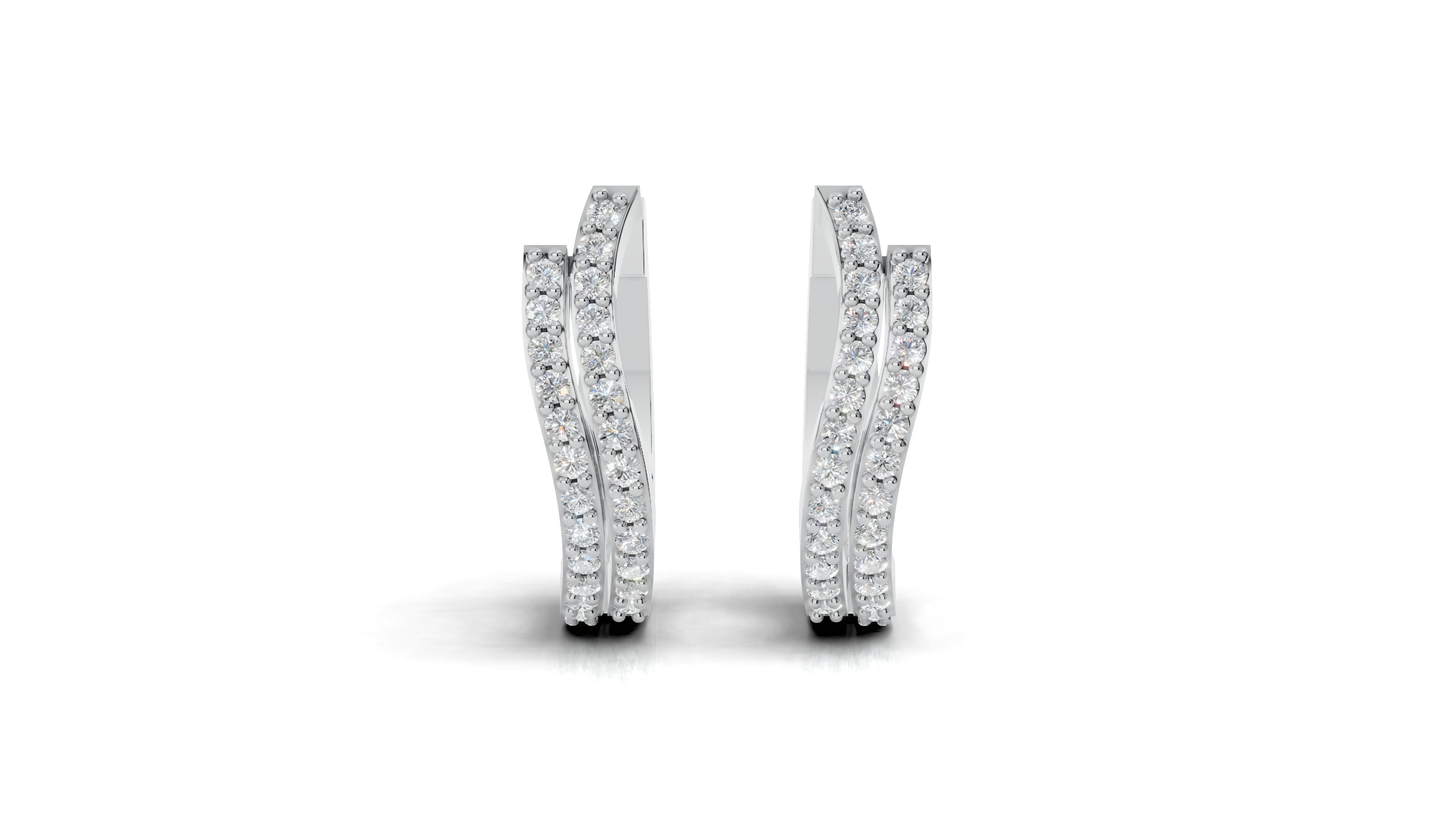 Aarinya Cascade Twist Lab-Grown Diamond Hoop Earrings, Aura Wavy Double-Row Hoops