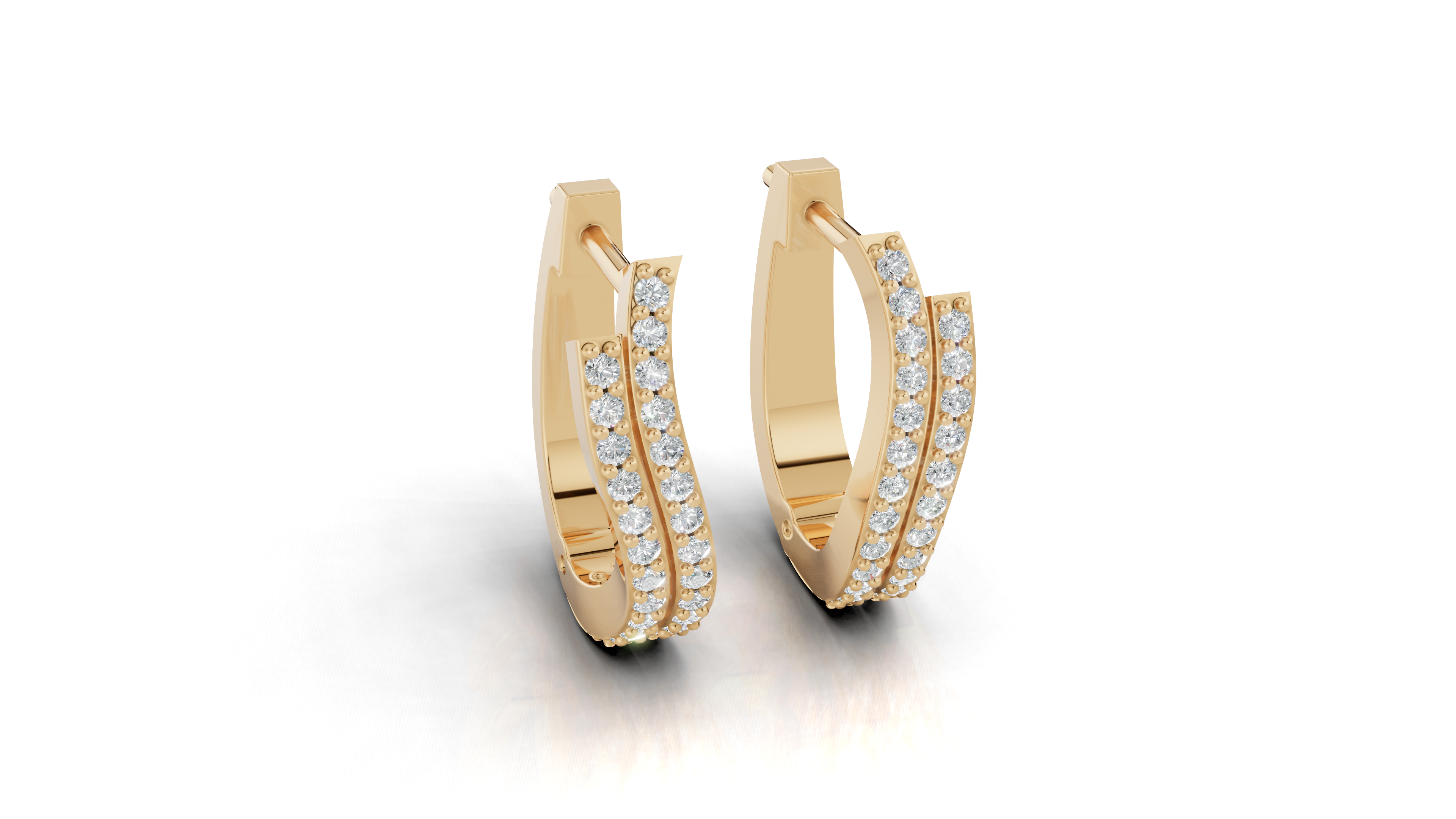 Aarinya Cascade Twist Lab-Grown Diamond Hoop Earrings, Aura Wavy Double-Row Hoops