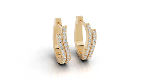 Aarinya Cascade Twist Lab-Grown Diamond Hoop Earrings, Aura Wavy Double-Row Hoops