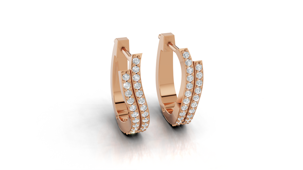 Aarinya Cascade Twist Lab-Grown Diamond Hoop Earrings, Aura Wavy Double-Row Hoops