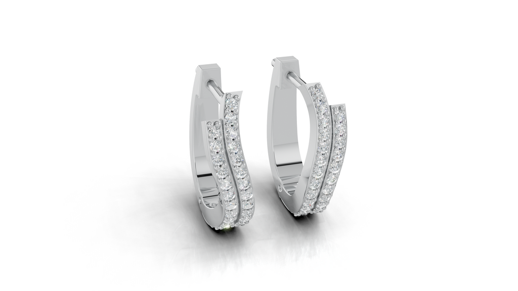 Aarinya Cascade Twist Lab-Grown Diamond Hoop Earrings, Aura Wavy Double-Row Hoops