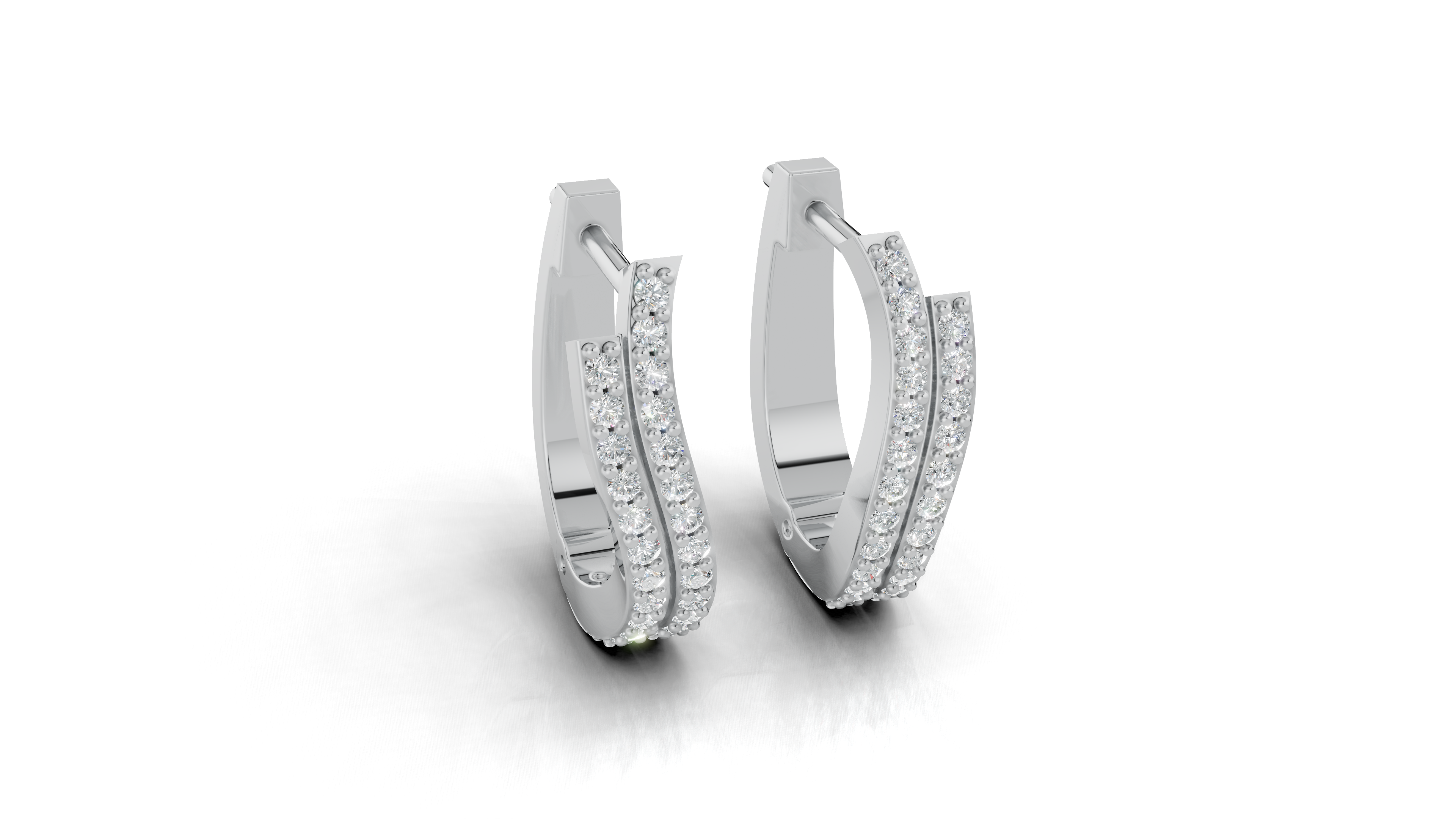 Aarinya Cascade Twist Lab-Grown Diamond Hoop Earrings, Aura Wavy Double-Row Hoops