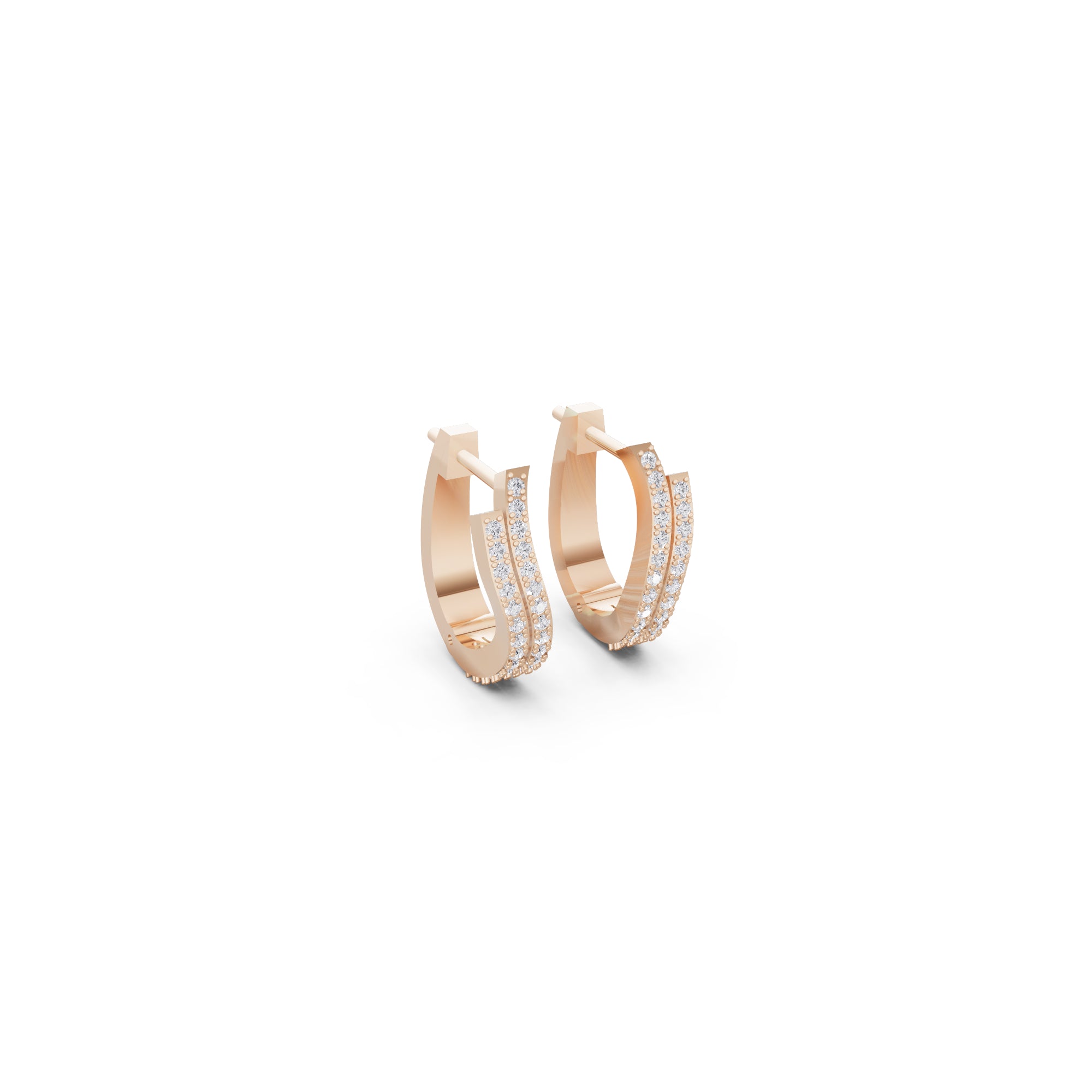 Aarinya Cascade Twist Lab-Grown Diamond Hoop Earrings, Aura Wavy Double-Row Hoops