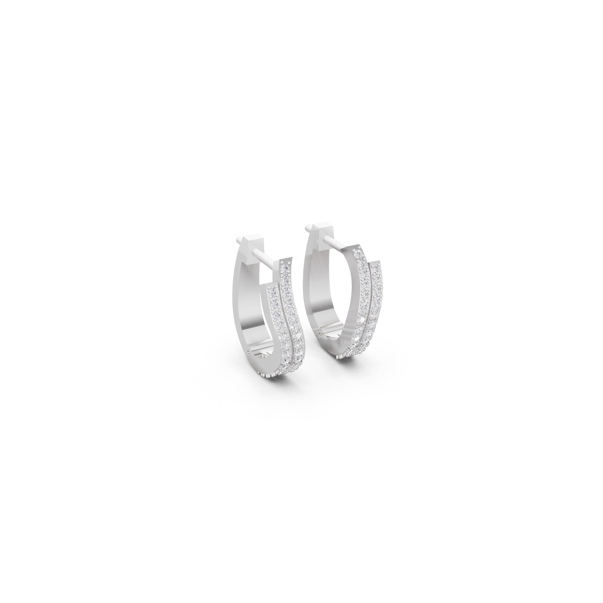 Aarinya Cascade Twist Lab-Grown Diamond Hoop Earrings, Aura Wavy Double-Row Hoops
