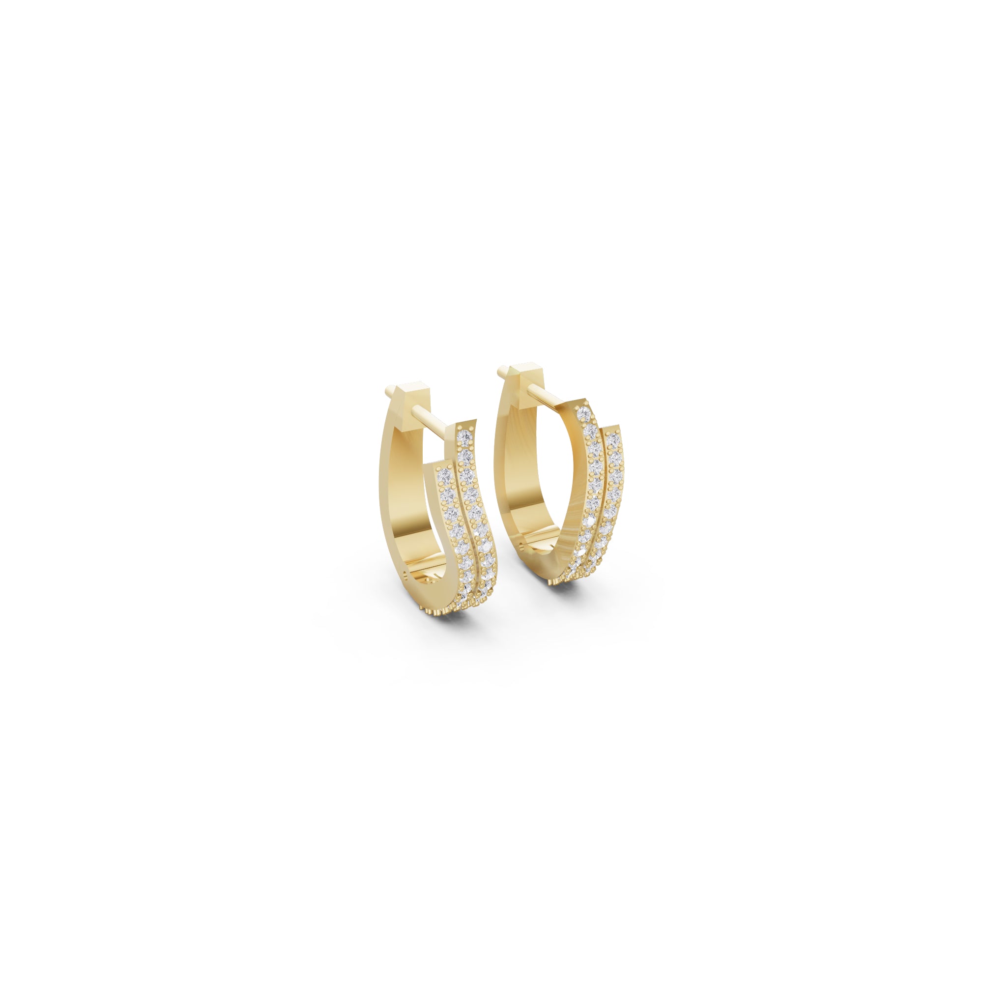 Aarinya Cascade Twist Lab-Grown Diamond Hoop Earrings, Aura Wavy Double-Row Hoops