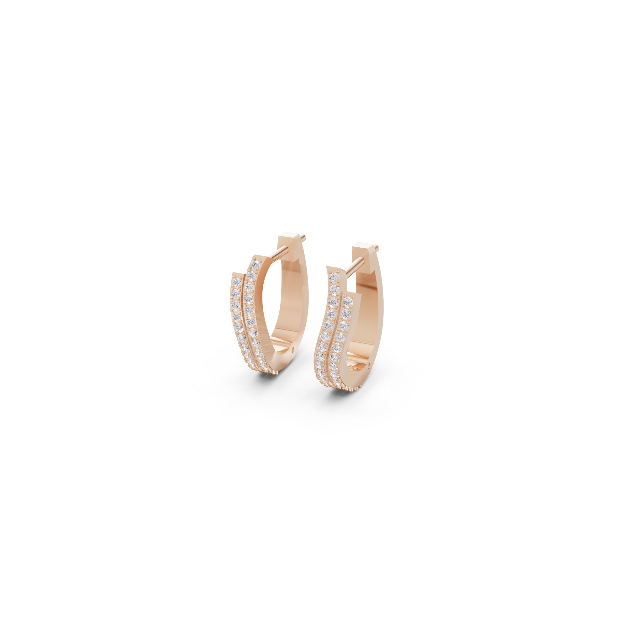 Aarinya Cascade Twist Lab-Grown Diamond Hoop Earrings, Aura Wavy Double-Row Hoops