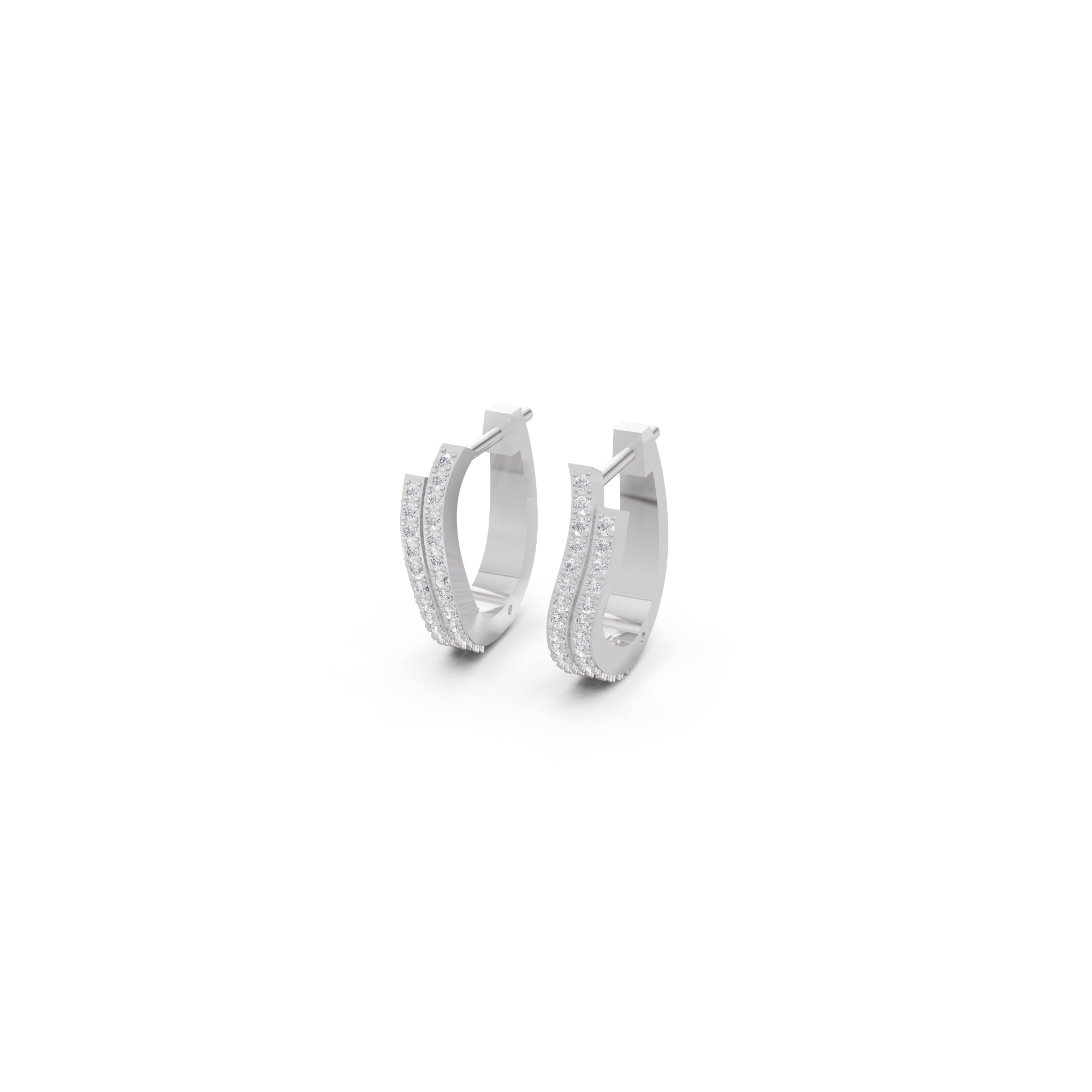Aarinya Cascade Twist Lab-Grown Diamond Hoop Earrings, Aura Wavy Double-Row Hoops