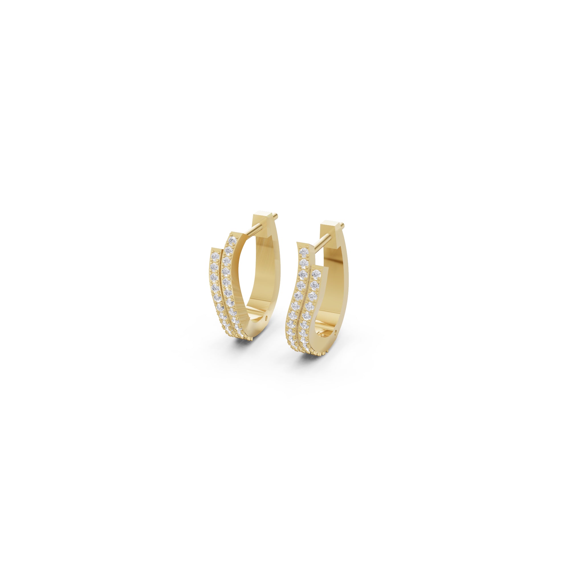Aarinya Cascade Twist Lab-Grown Diamond Hoop Earrings, Aura Wavy Double-Row Hoops
