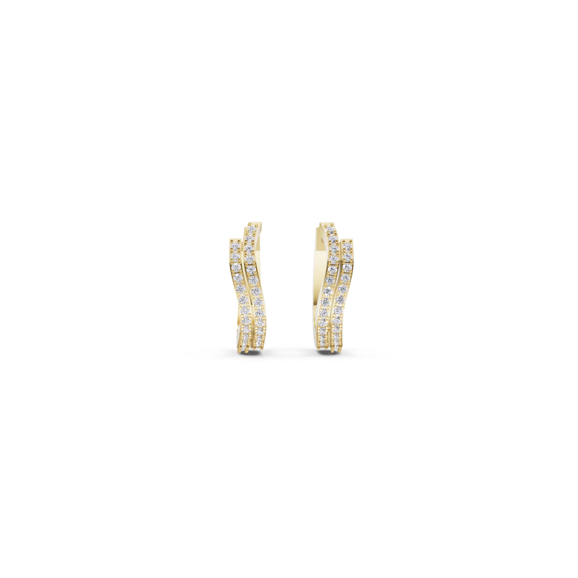 Aarinya Cascade Twist Lab-Grown Diamond Hoop Earrings, Aura Wavy Double-Row Hoops
