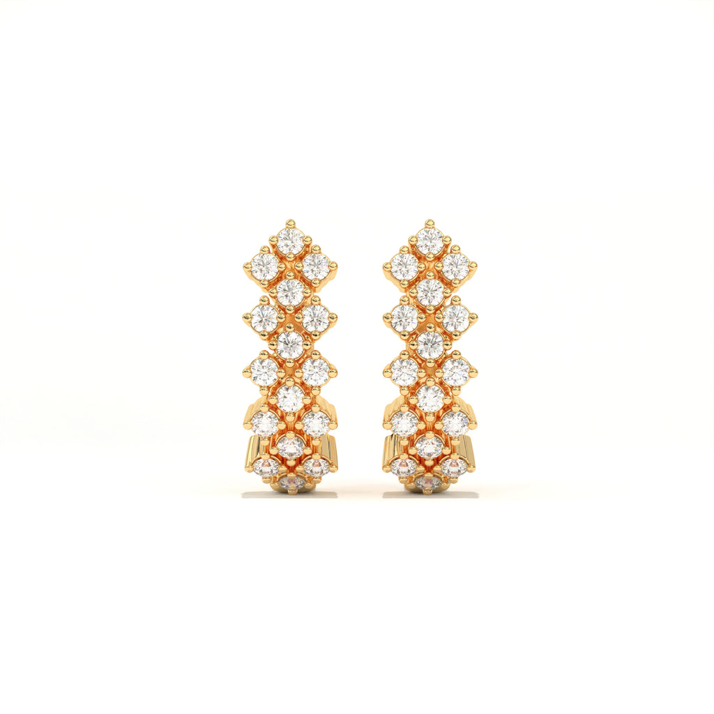 Aarinya Zig-Zag Honeycomb Triple-Row Lab-Grown Diamond Earrings, The Centurion Triple-Row Interlocking Mosaic Hoop Earrings