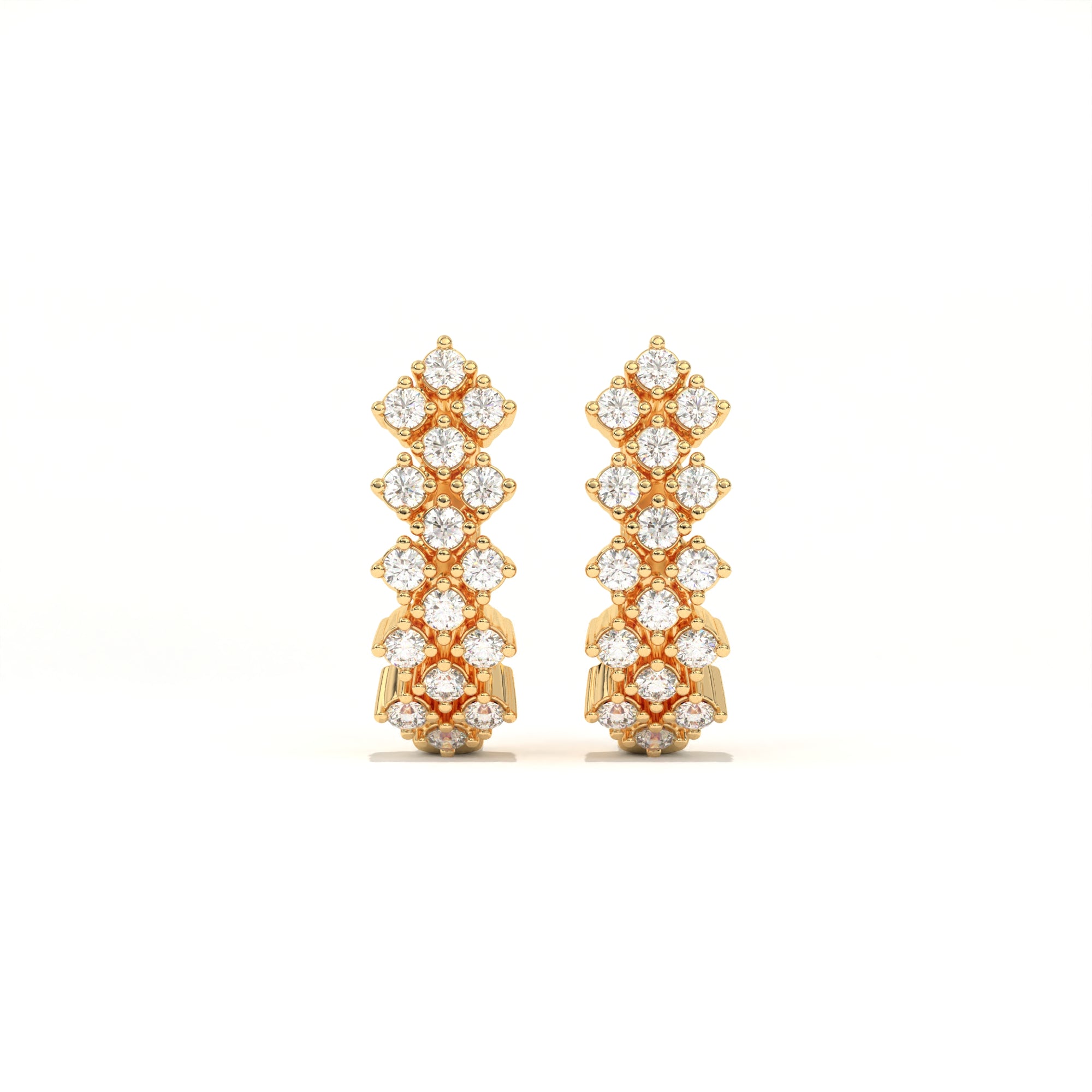Aarinya Zig-Zag Honeycomb Triple-Row Lab-Grown Diamond Earrings, The Centurion Triple-Row Interlocking Mosaic Hoop Earrings