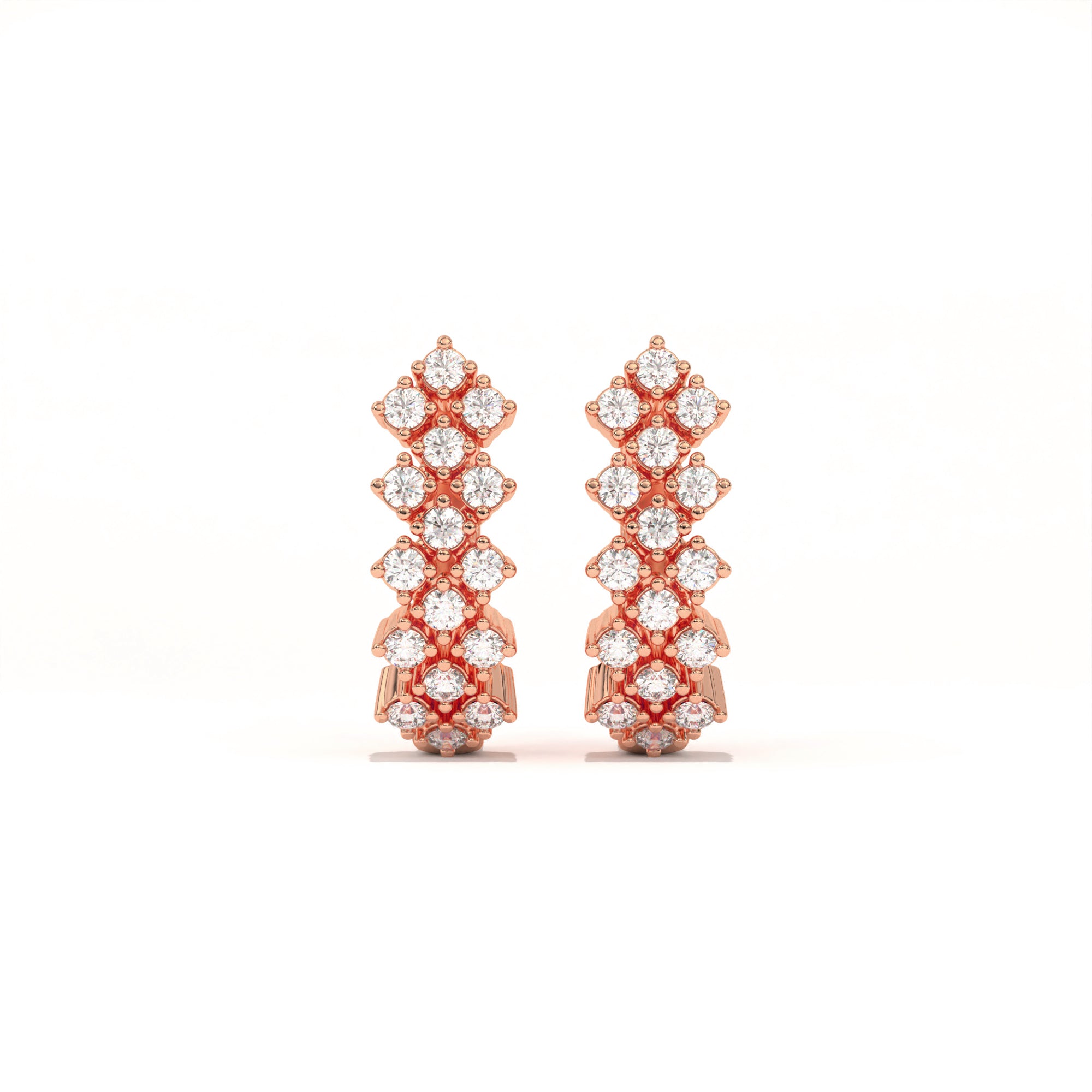 Aarinya Zig-Zag Honeycomb Triple-Row Lab-Grown Diamond Earrings, The Centurion Triple-Row Interlocking Mosaic Hoop Earrings