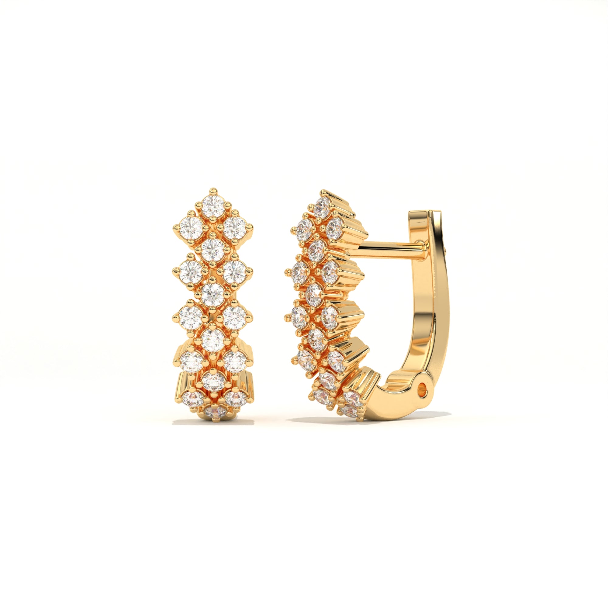 Aarinya Zig-Zag Honeycomb Triple-Row Lab-Grown Diamond Earrings, The Centurion Triple-Row Interlocking Mosaic Hoop Earrings