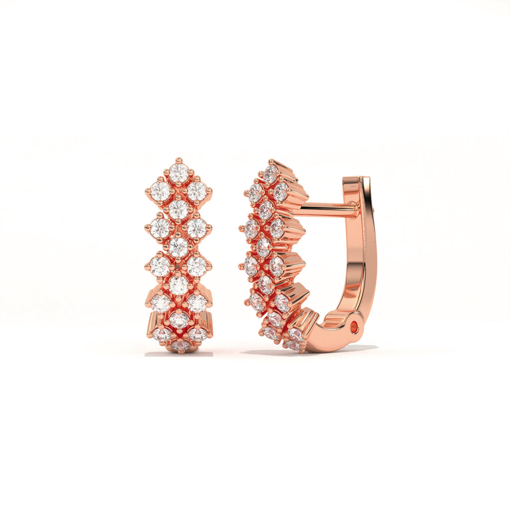 Aarinya Zig-Zag Honeycomb Triple-Row Lab-Grown Diamond Earrings, The Centurion Triple-Row Interlocking Mosaic Hoop Earrings