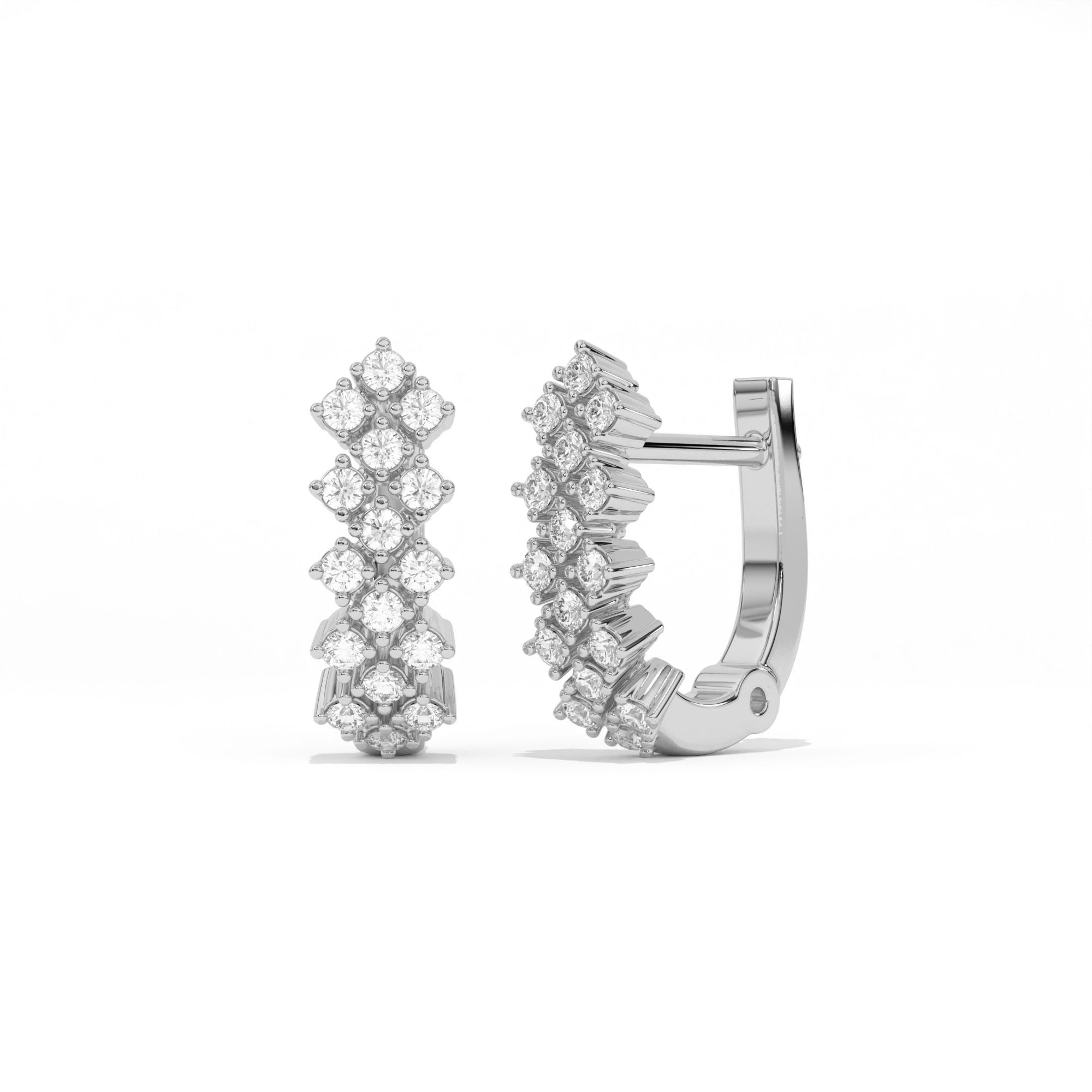 Aarinya Zig-Zag Honeycomb Triple-Row Lab-Grown Diamond Earrings, The Centurion Triple-Row Interlocking Mosaic Hoop Earrings