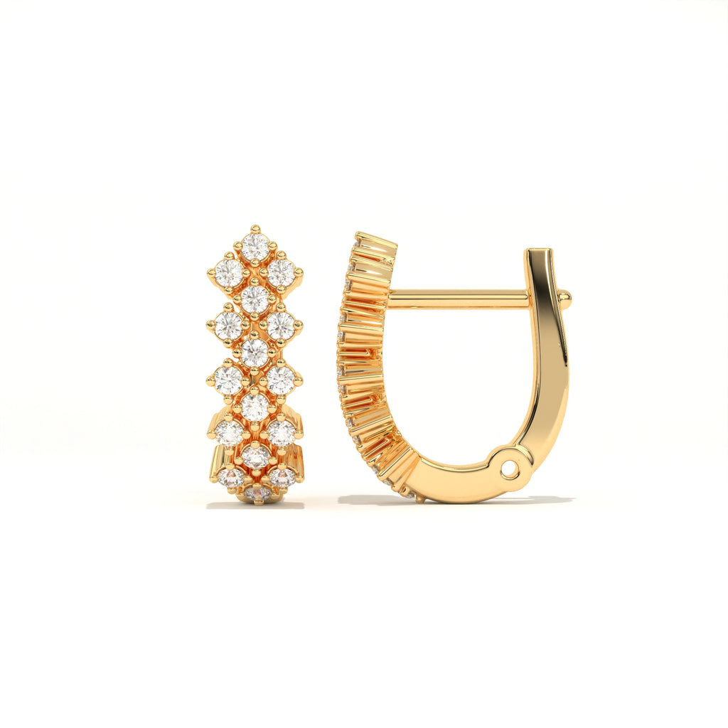 Aarinya Zig-Zag Honeycomb Triple-Row Lab-Grown Diamond Earrings, The Centurion Triple-Row Interlocking Mosaic Hoop Earrings