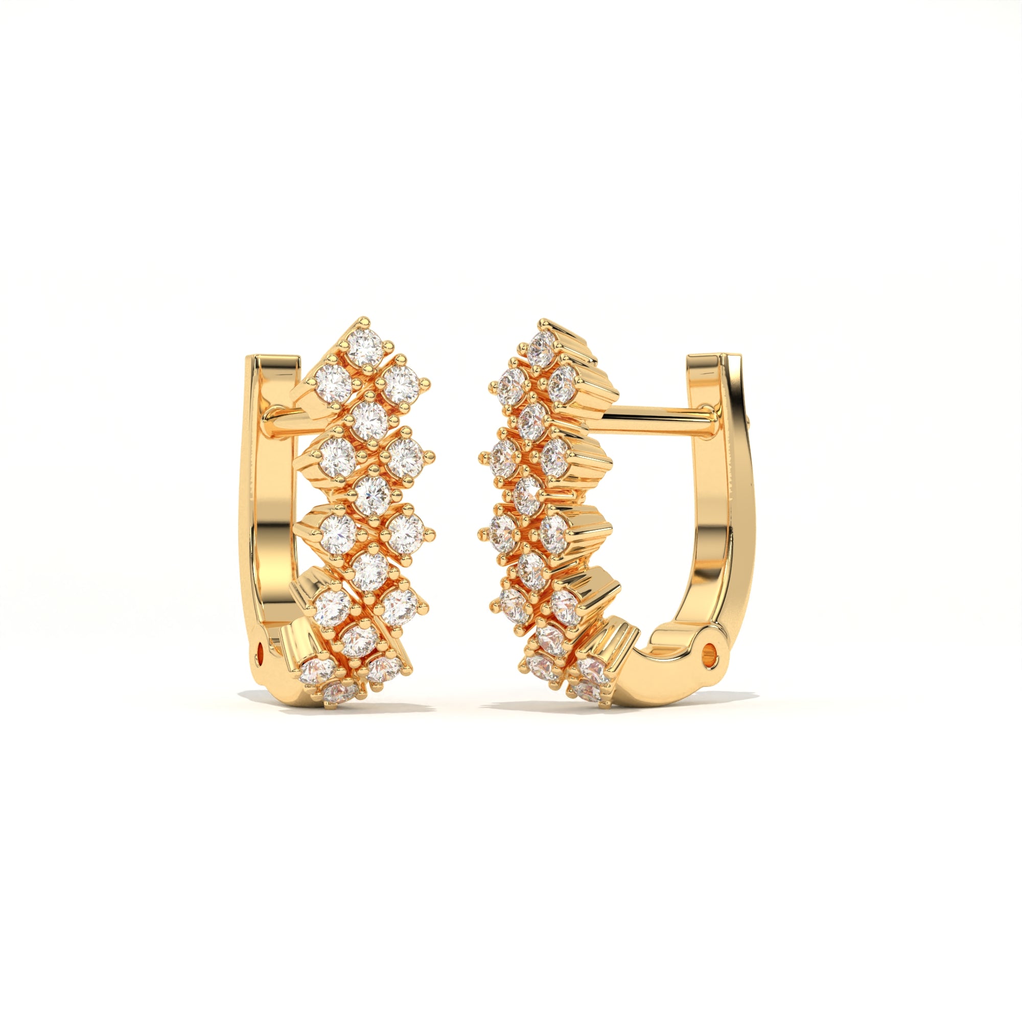 Aarinya Zig-Zag Honeycomb Triple-Row Lab-Grown Diamond Earrings, The Centurion Triple-Row Interlocking Mosaic Hoop Earrings