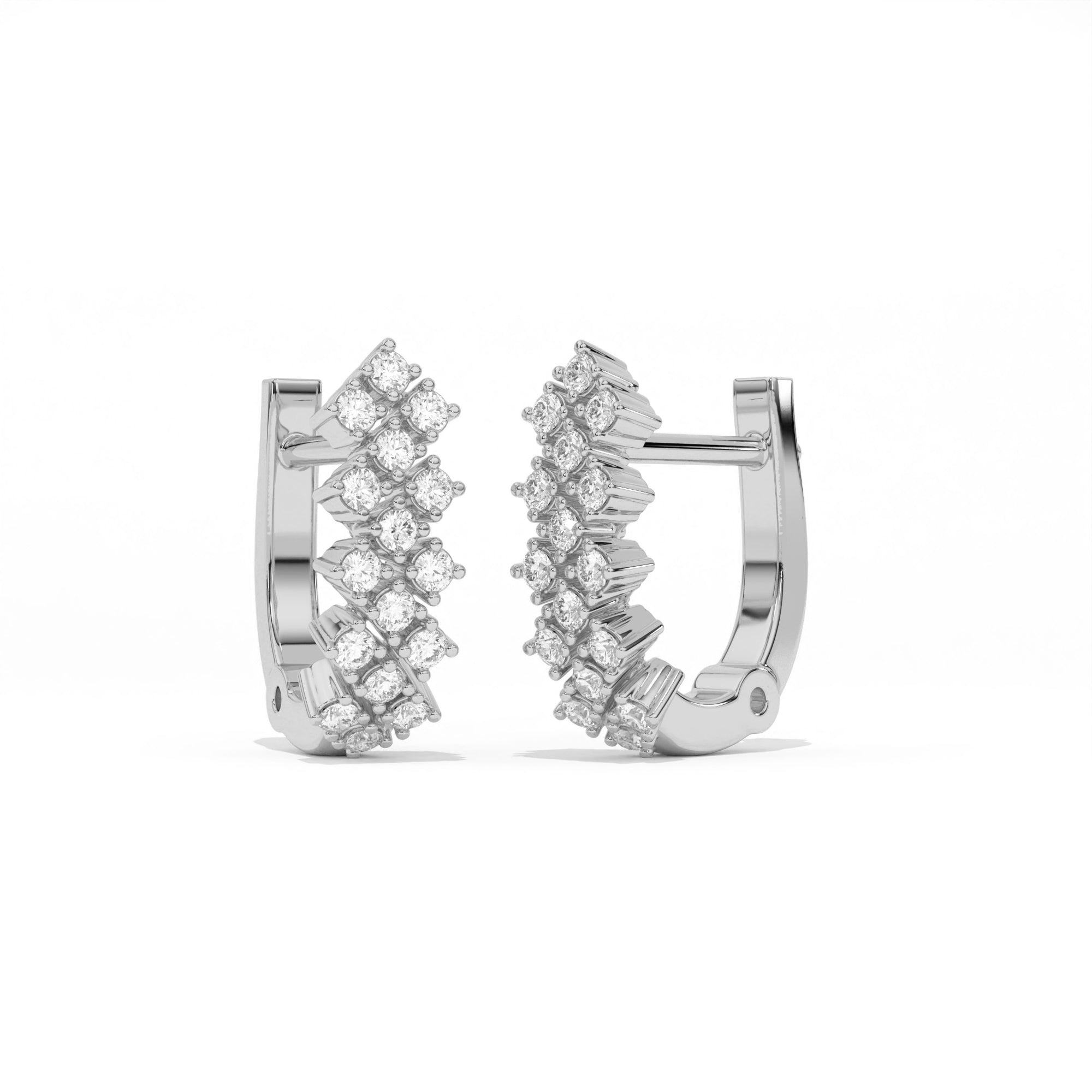 Aarinya Zig-Zag Honeycomb Triple-Row Lab-Grown Diamond Earrings, The Centurion Triple-Row Interlocking Mosaic Hoop Earrings