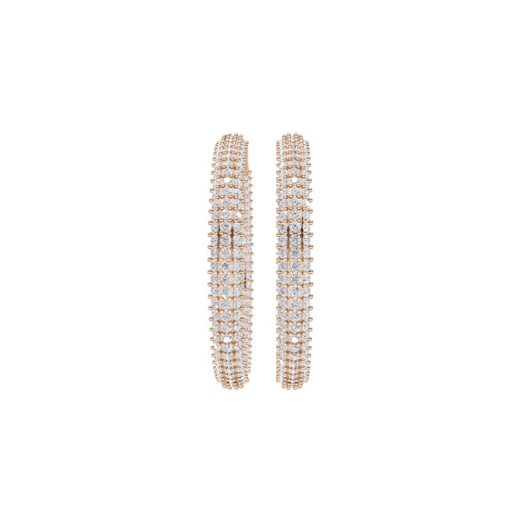 Aarinya Triple-Row Inside-Out Diamond Hoop Earrings, The Pave Triple-Band Hoops