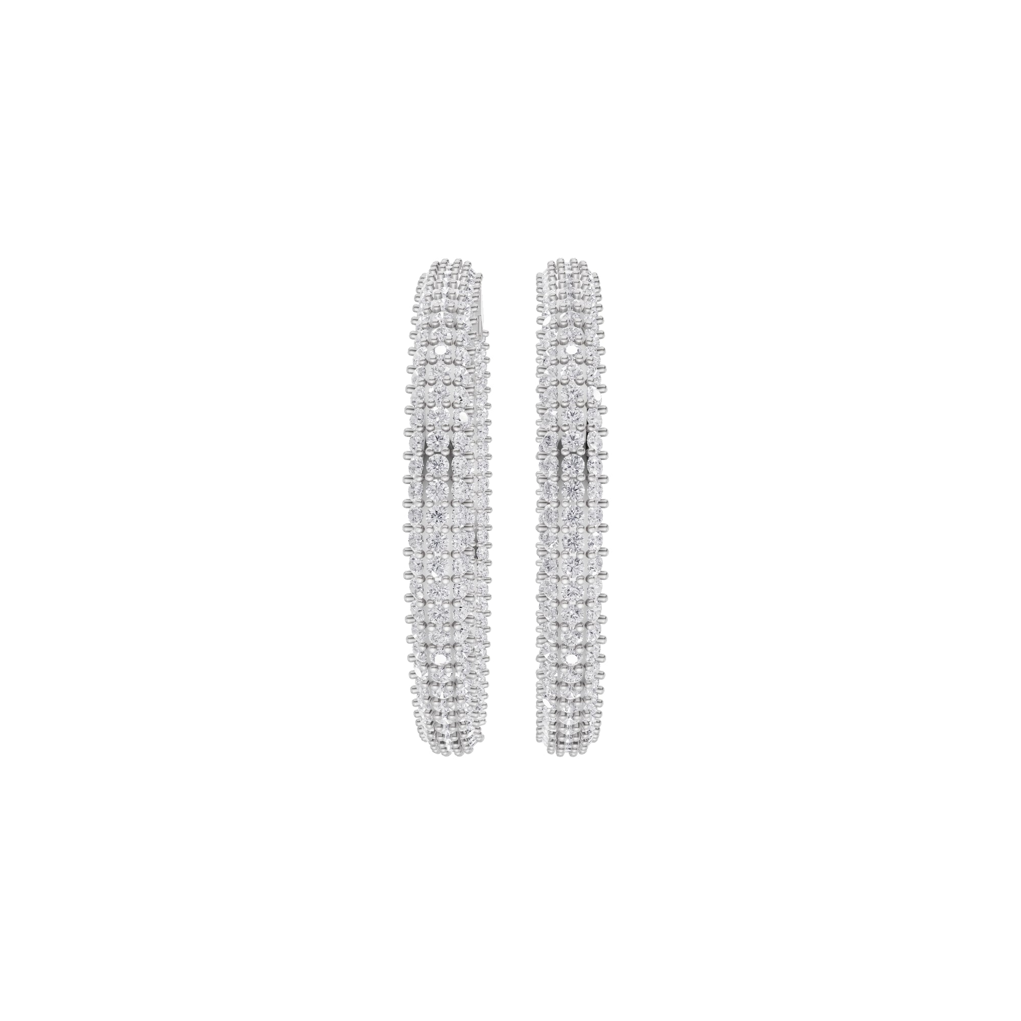 Aarinya Triple-Row Inside-Out Diamond Hoop Earrings