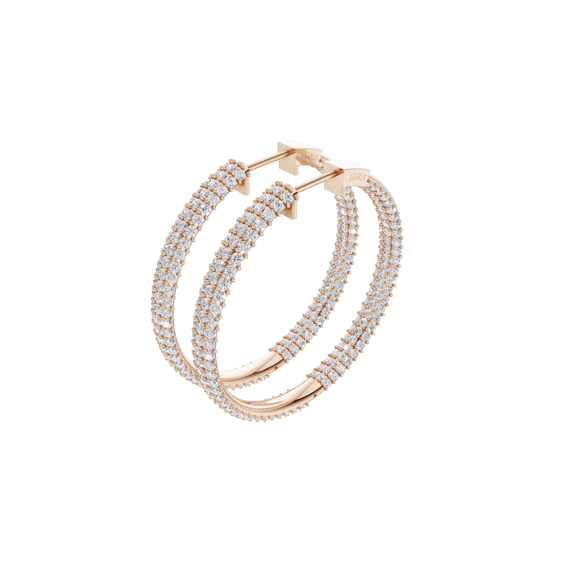 Aarinya Triple-Row Inside-Out Diamond Hoop Earrings