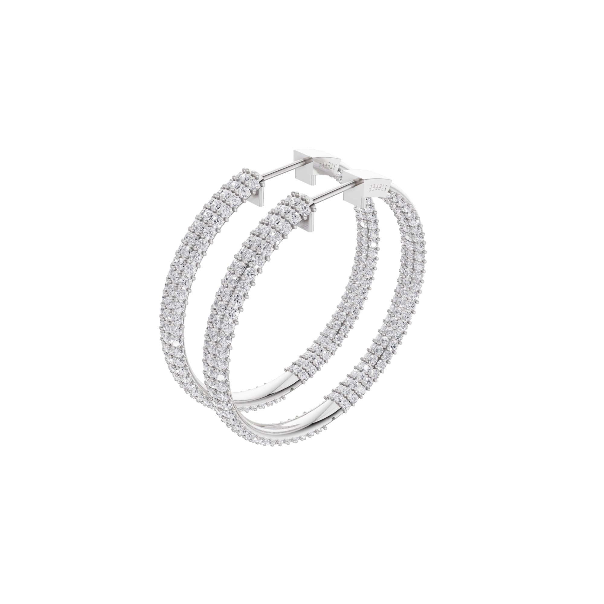 Aarinya Triple-Row Inside-Out Diamond Hoop Earrings