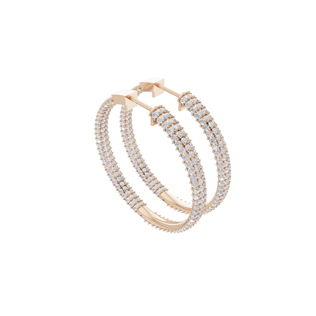 Aarinya Triple-Row Inside-Out Diamond Hoop Earrings, The Pave Triple-Band Hoops