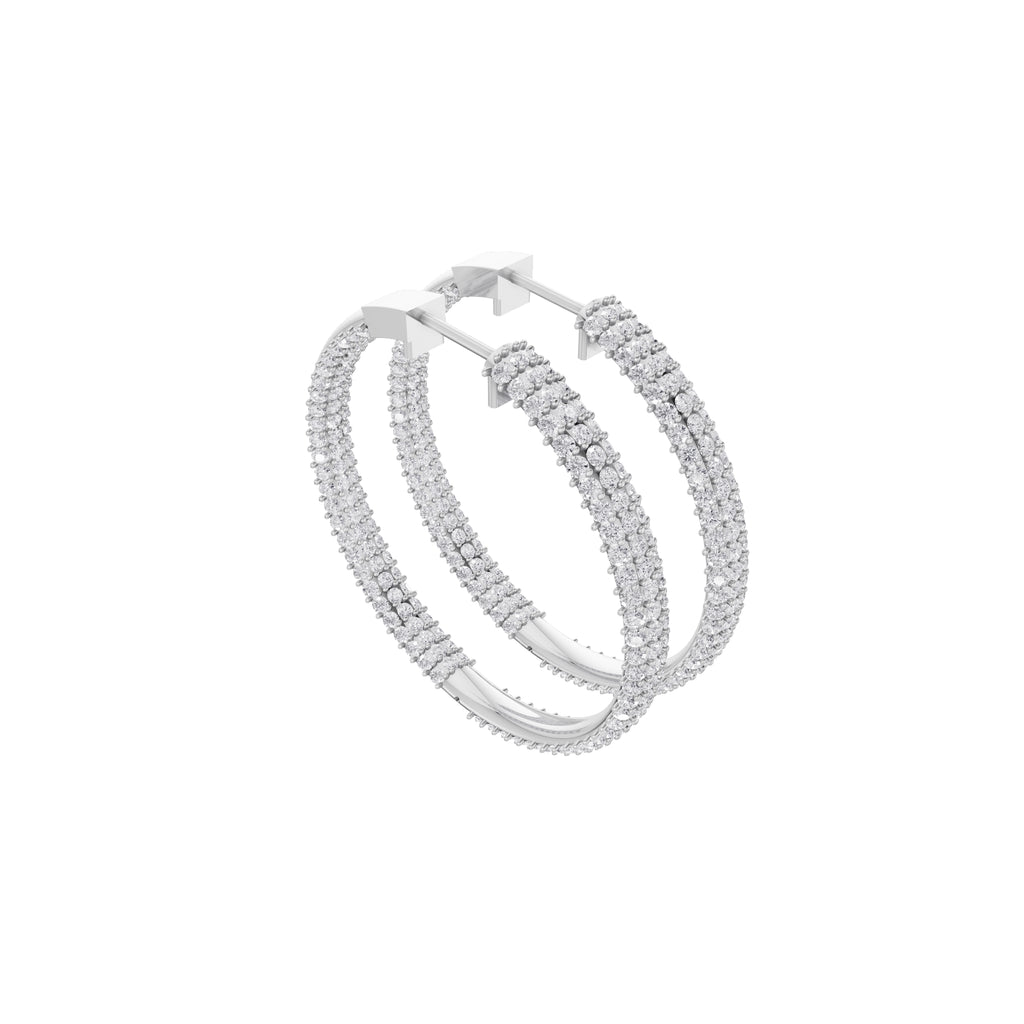 Aarinya Triple-Row Inside-Out Diamond Hoop Earrings, The Pave Triple-Band Hoops