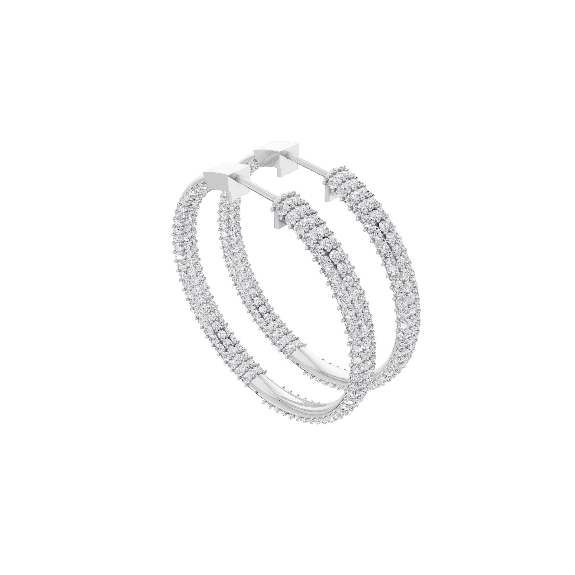 Aarinya Triple-Row Inside-Out Diamond Hoop Earrings, The Pave Triple-Band Hoops