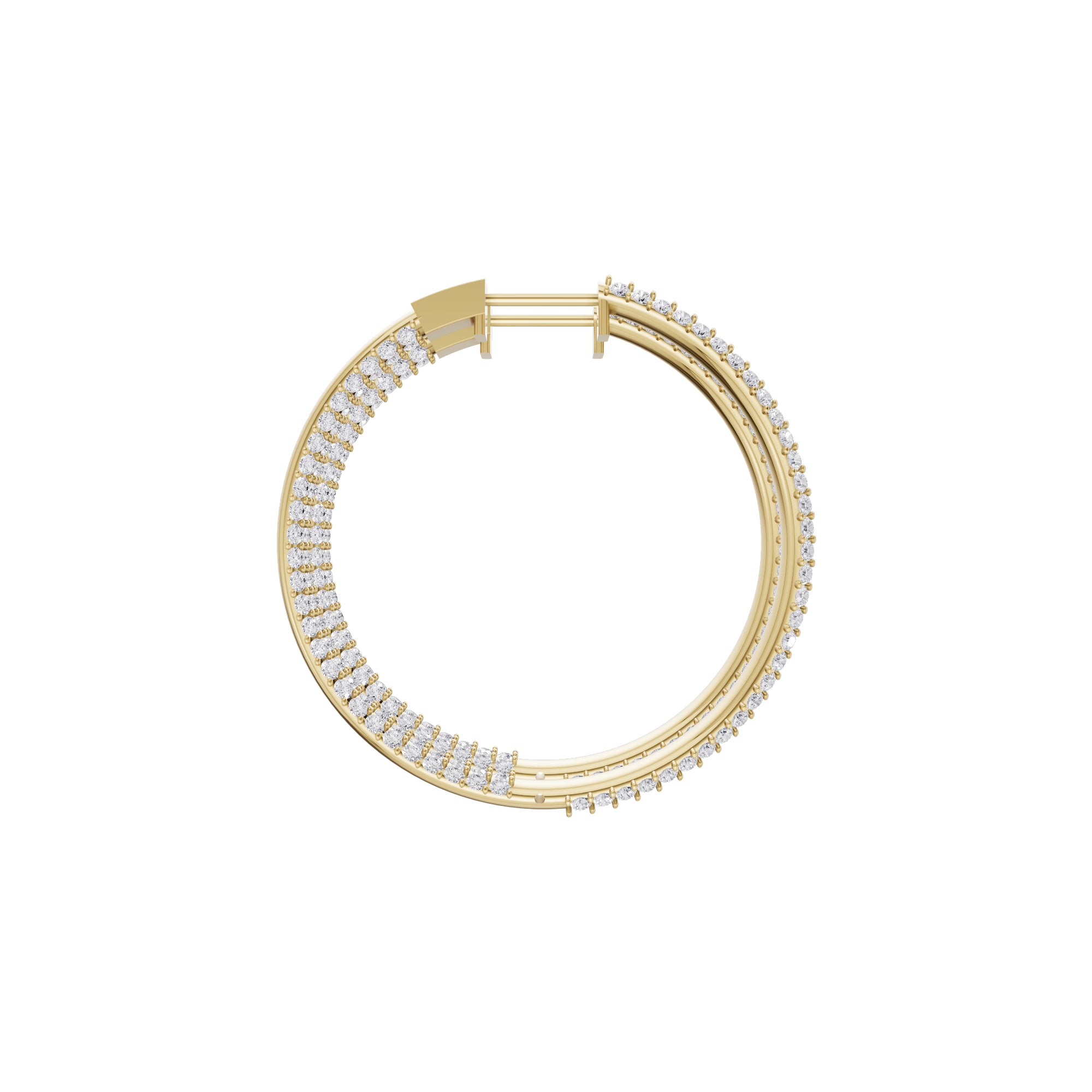 Aarinya Triple-Row Inside-Out Diamond Hoop Earrings, The Pave Triple-Band Hoops