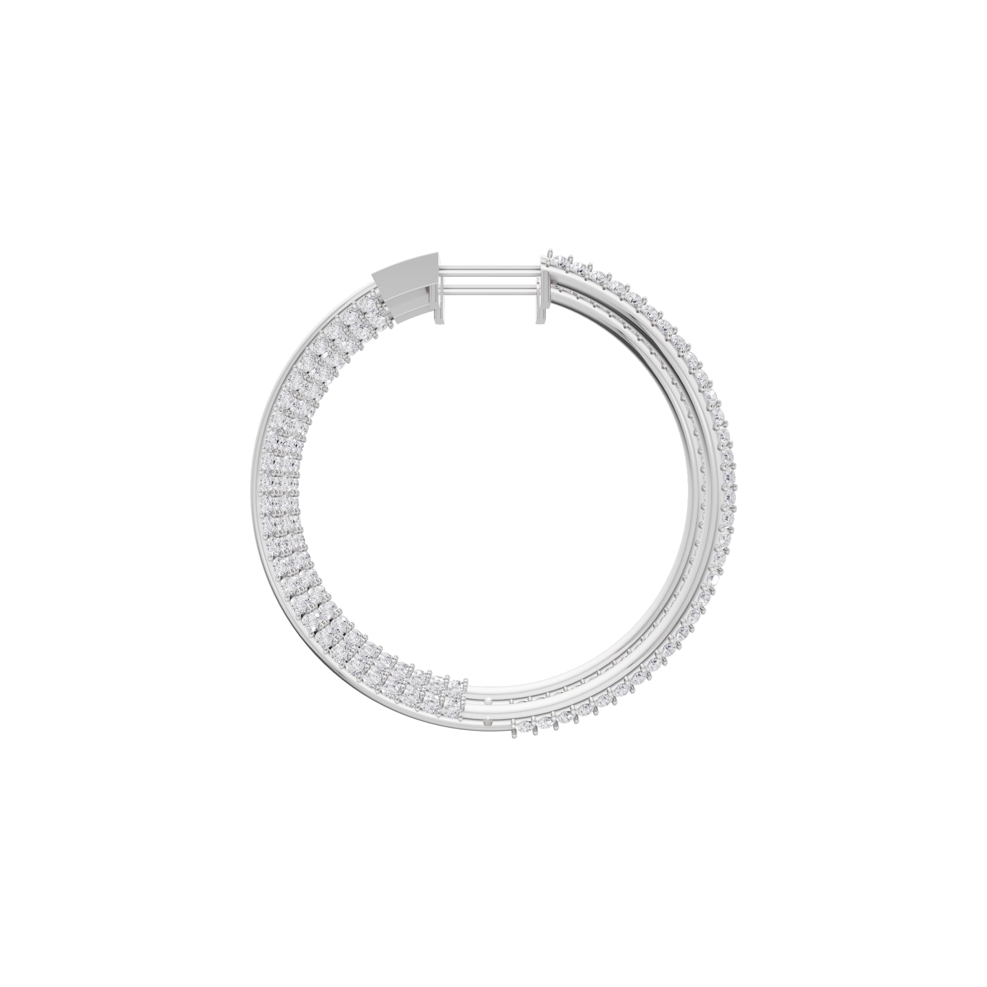 Aarinya Triple-Row Inside-Out Diamond Hoop Earrings, The Pave Triple-Band Hoops