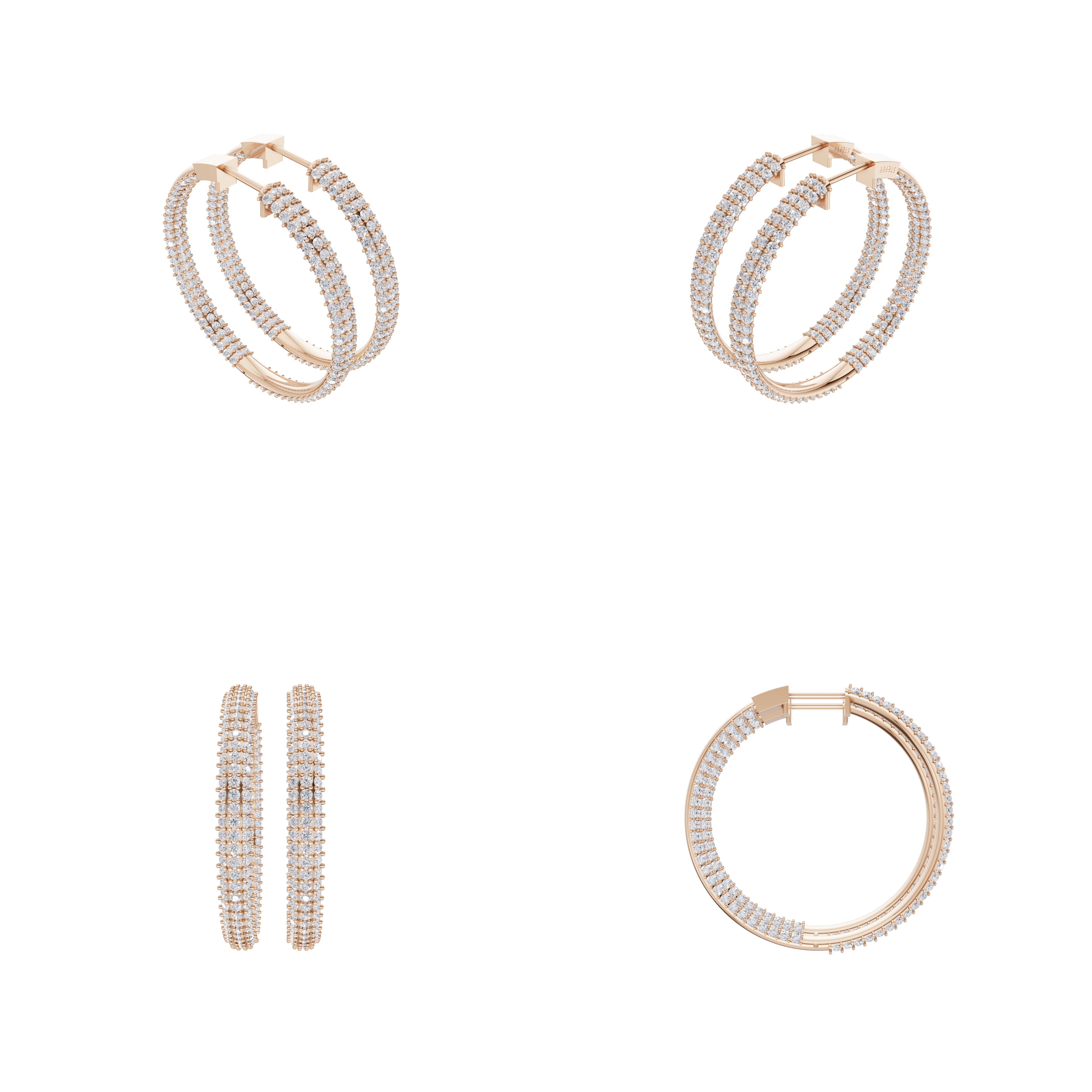 Aarinya Triple-Row Inside-Out Diamond Hoop Earrings, The Pave Triple-Band Hoops