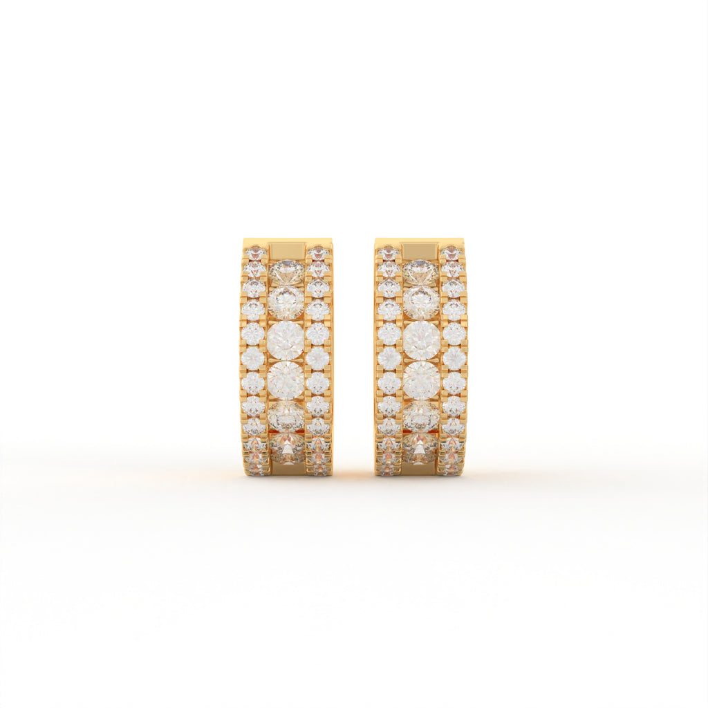 Aarinya Triple-Row Lab-Grown Diamond Statement Huggie Earrings, The Vantage Silhouette Bold Tri-Line Eternity Hoops